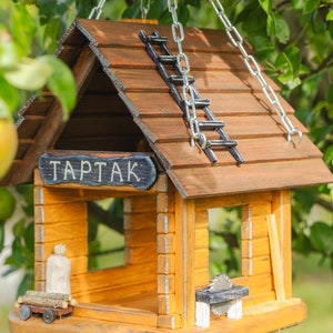 Bird feeder, wooden feeder, hanging feeder, fairy style, Funky Bird Feeder, Bird therapy, Bird watching, Multi feeder, Seed feeder