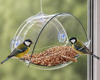 Mangeoire à oiseaux transparente - Ventouse