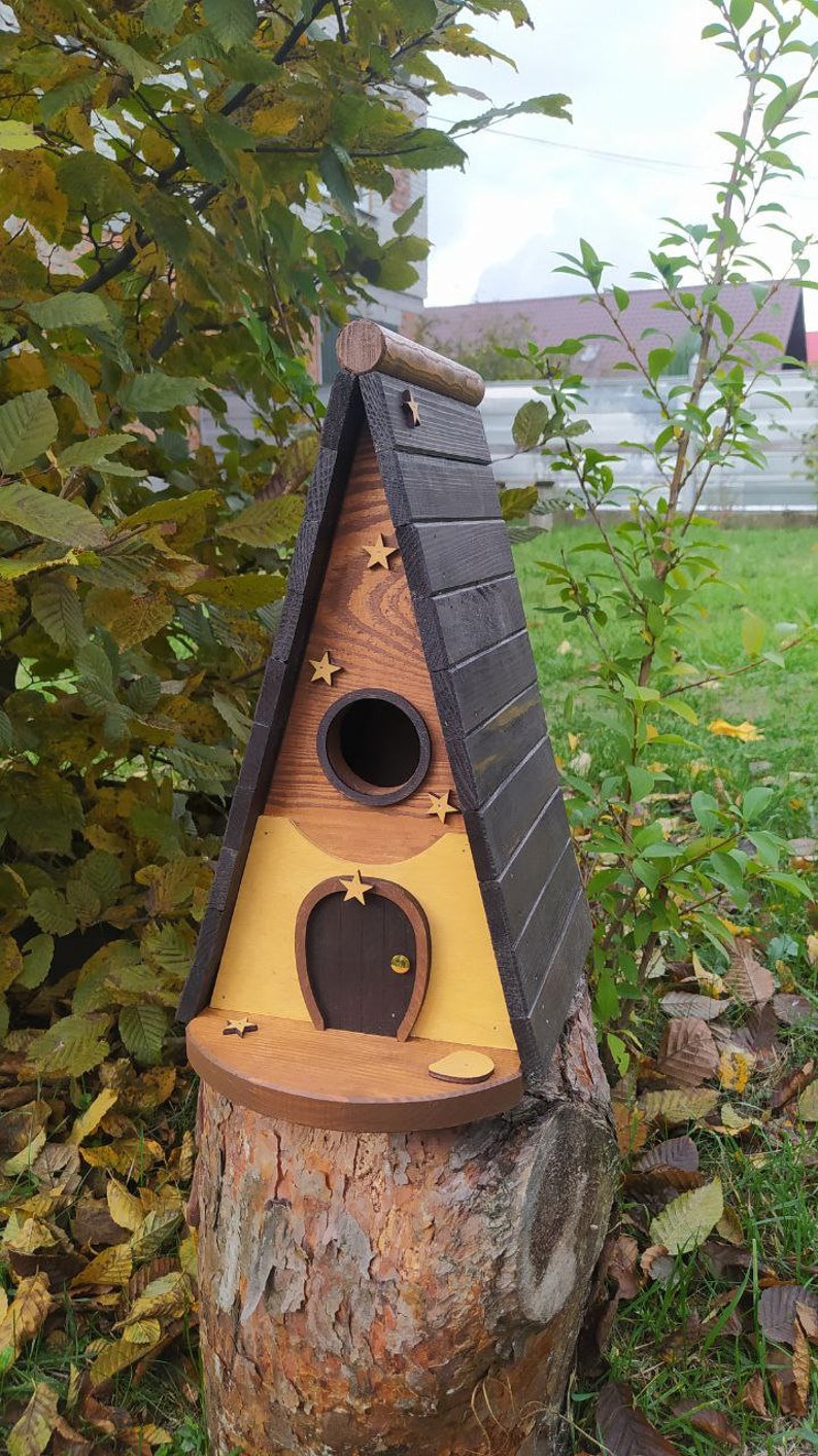 Wooden bird house, Bird houses, House for birds, Birdhouse, Bird nest, Bird box, Wooden birdhouse, Bird therapy, Bird watching zdjęcie 2