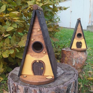 Wooden bird house, Bird houses, House for birds, Birdhouse, Bird nest, Bird box, Wooden birdhouse, Bird therapy, Bird watching zdjęcie 1