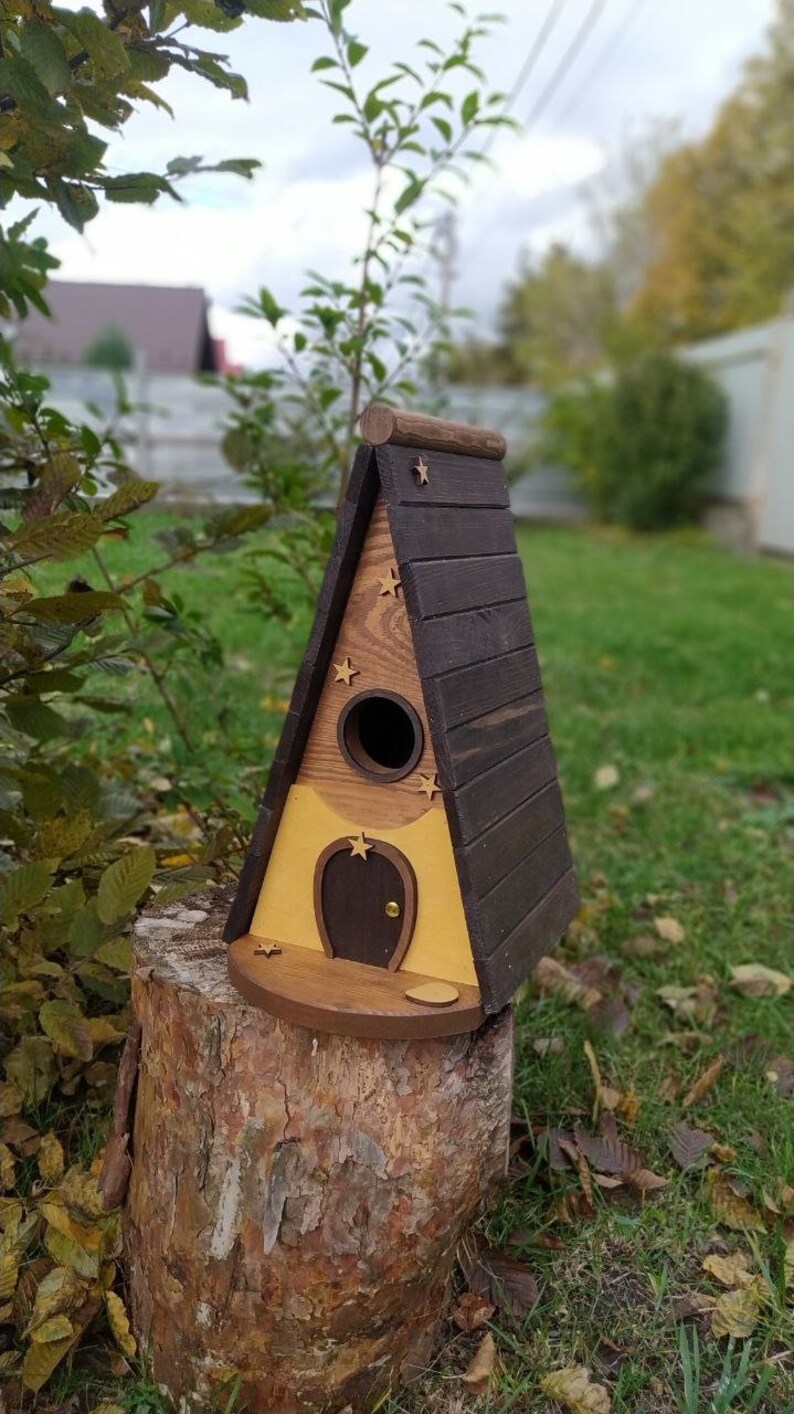 Wooden bird house, Bird houses, House for birds, Birdhouse, Bird nest, Bird box, Wooden birdhouse, Bird therapy, Bird watching zdjęcie 6