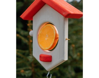 Bird feeder, wooden feeder, hanging feeder, garden decor, Ukrainian style, fairy style, Funky Bird Feeder, Bird therapy, Bird watching