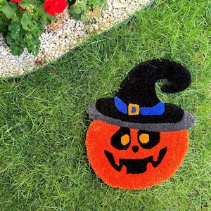 Tapis citrouille d'Halloween, tapis citrouille capitonné, décoration d'Halloween Jack O'lantern, décorations de fête d'Halloween, décoration citrouille sculptée