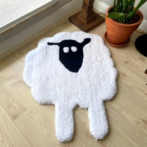 Whimpsy Rug Sheep Hand Tufted Sheep Rug | Bedroom Decor Mat | Handmade Carpet Gift | Boho ...