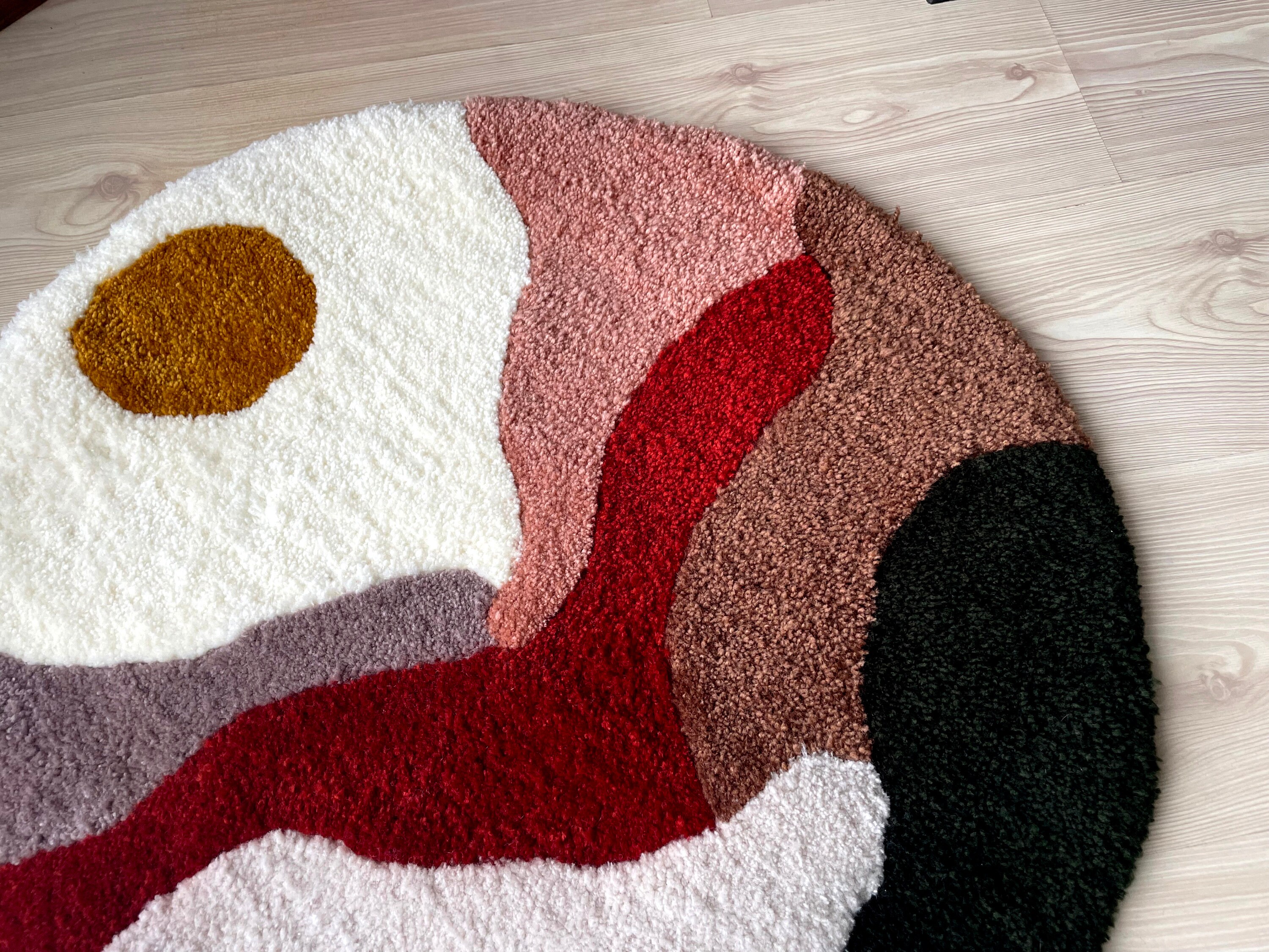 Mid Century Tufted Rug | Handmade Lanscape Tufted Rug | Cool