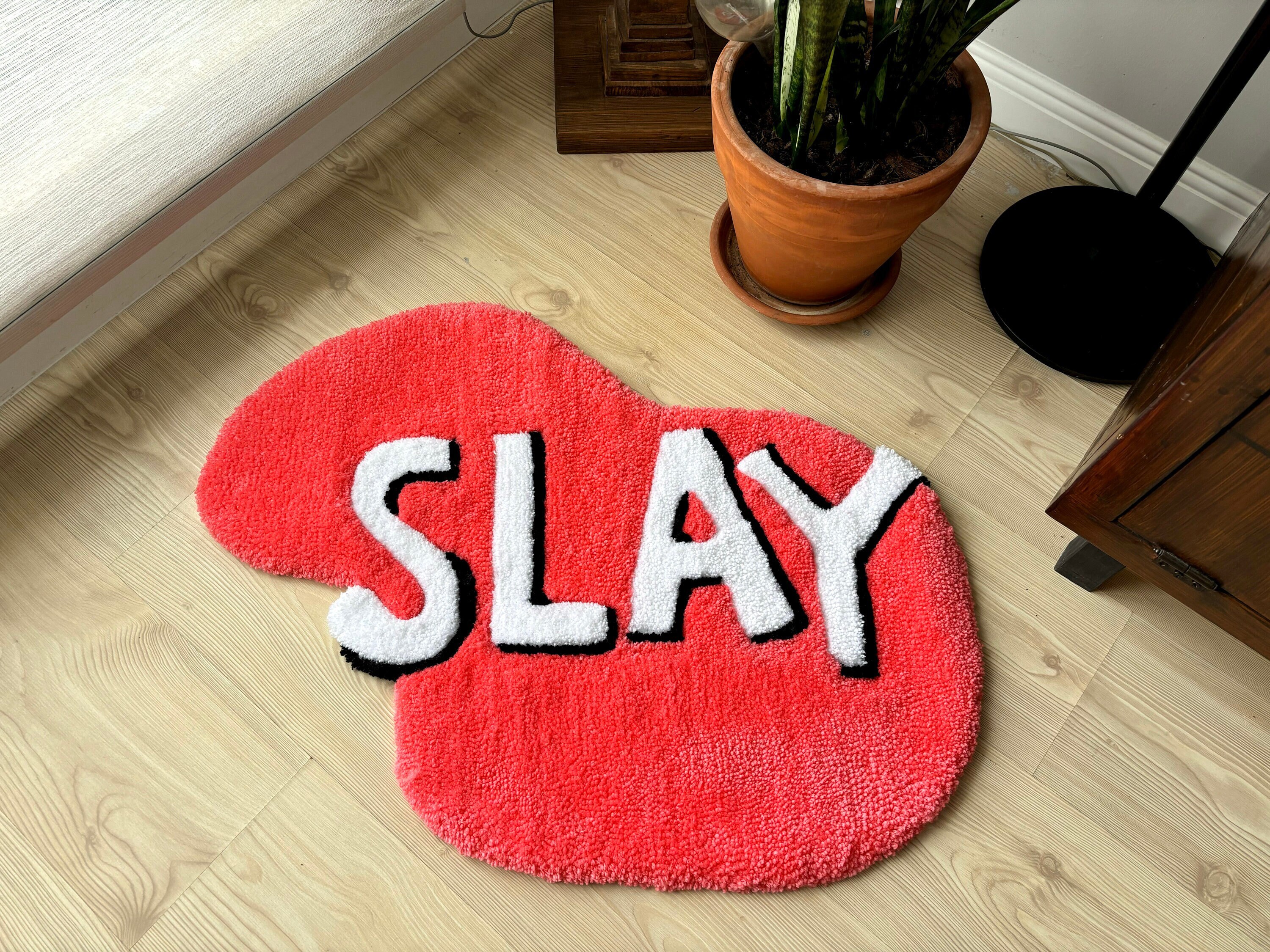Pink Rug Tuftitng Slay Tufted Rug | Irregular Pink Mirror Rug | Anti Slip Floor Mat ...