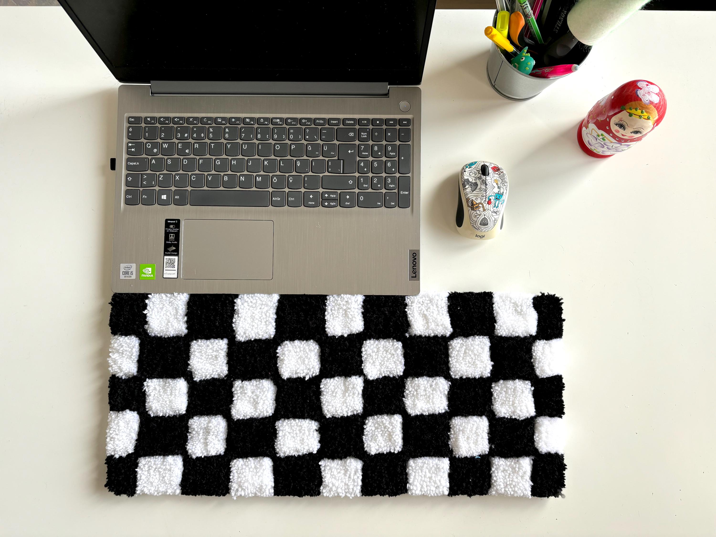 Checker Keyboard Rug, Black and White Checkered, Classic Office Decor ...
