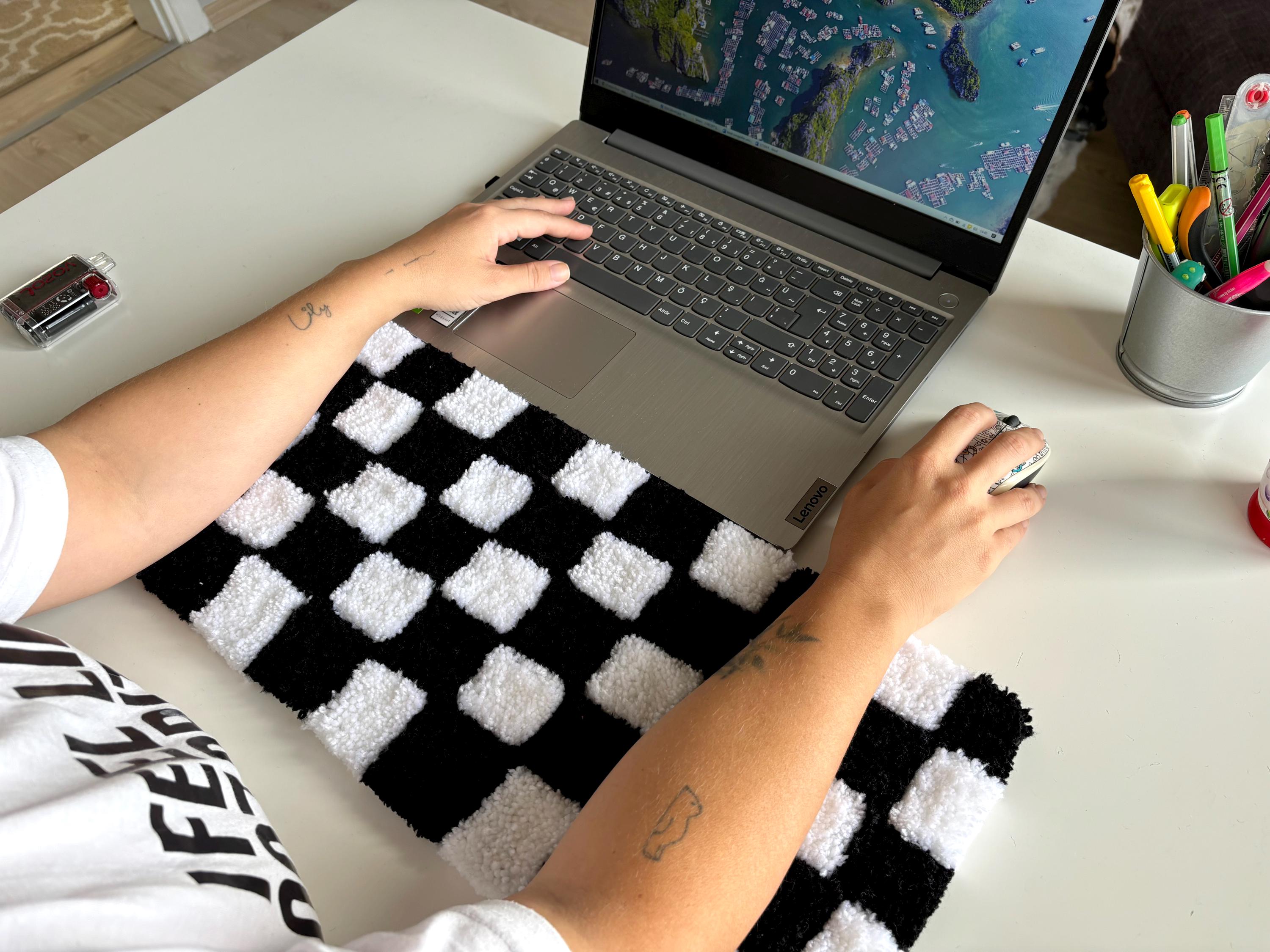 Checker Keyboard Rug, Black and White Checkered, Classic Office Decor ...