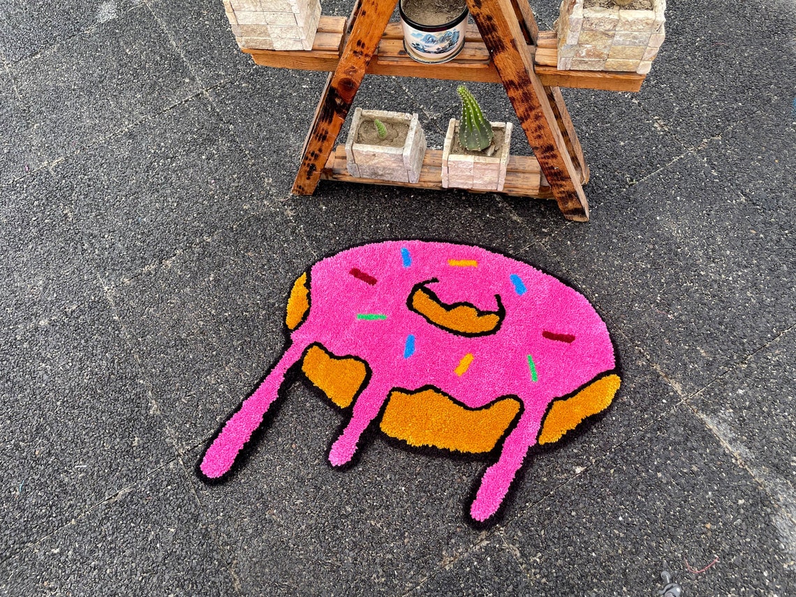 Melting Donut Hand Tufed Rug | Pink Abstract Rugs | Dining Door Mat ...