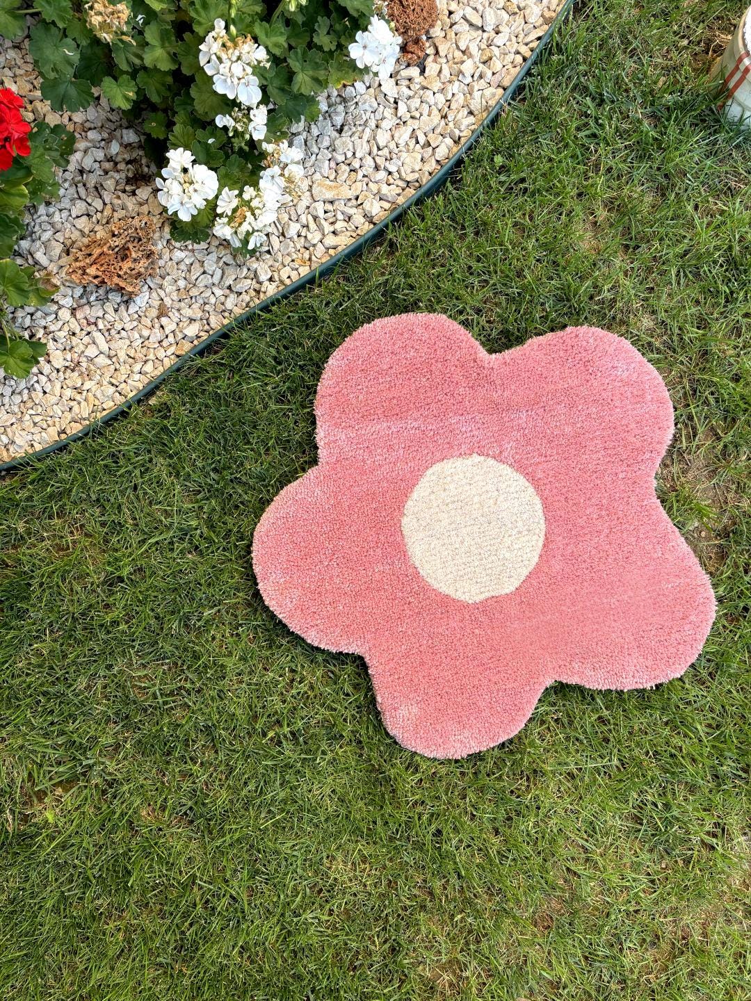 Flower Hand Tufted Rug | Pink Shaped Floral Rug | Unique Floral Accent ...