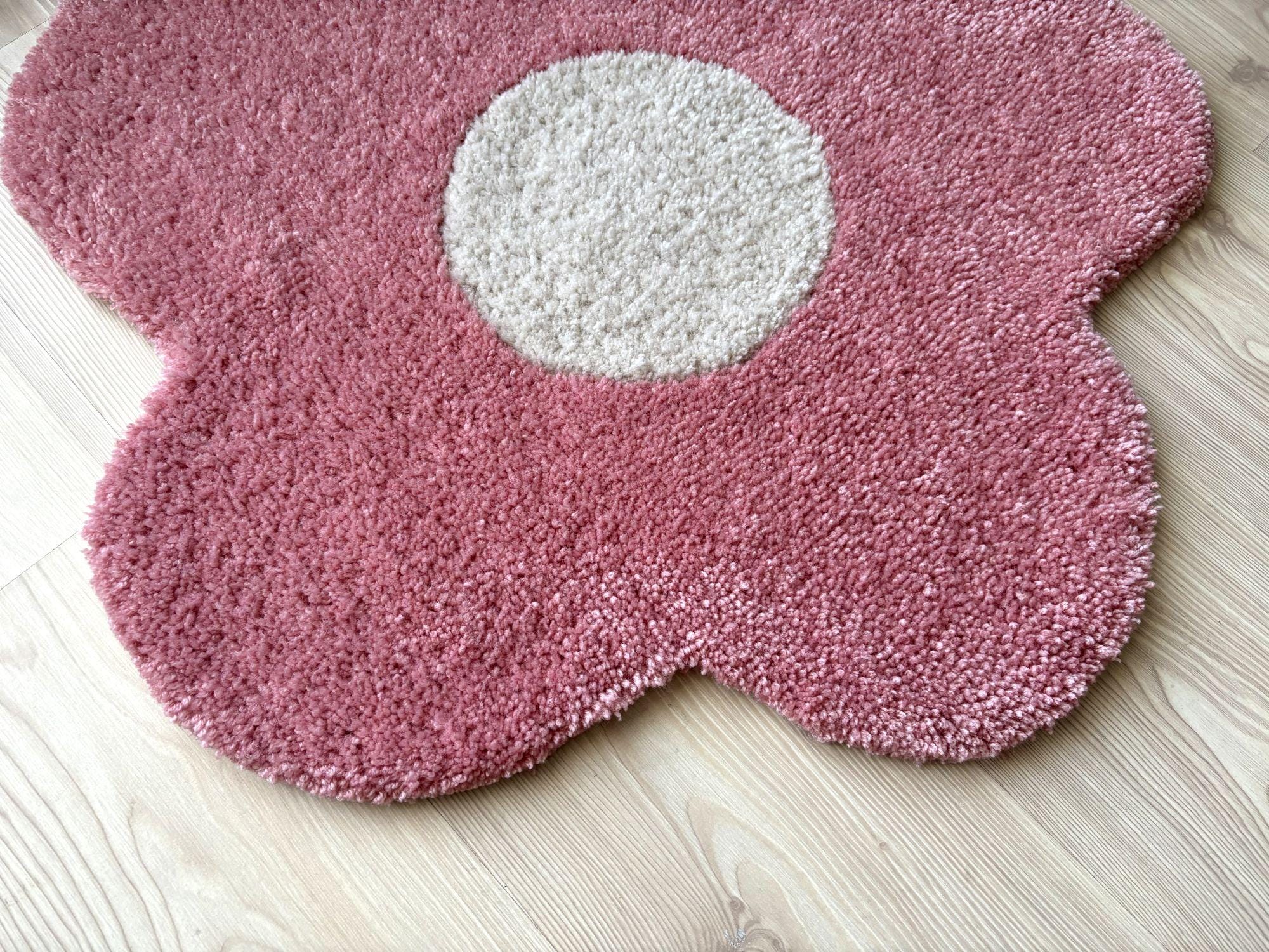 Flower Hand Tufted Rug | Pink Shaped Floral Rug | Unique Floral Accent ...