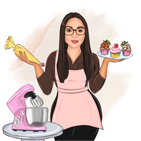 Chef Restaurant Cartoon Portrait Art. Custom Bakery Logo for Your Business and Your Brand !