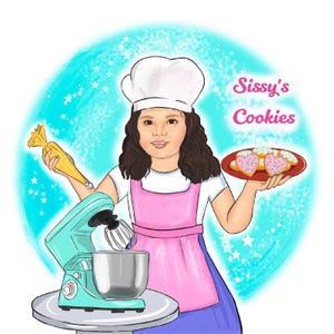 Kids Chef Logo | Cartoon Cooking Logo for Children | Custom Bakery Art | Fun Food Business Branding