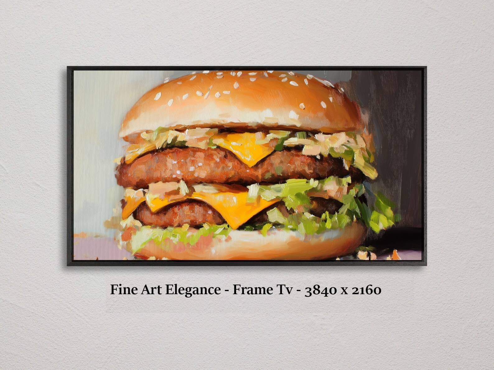 Big Mac Oil Painting: Still Life Art for Samsung Frame TV (digital