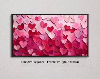 Tv Frame Art, Canva, Valentine&#39;s Day Hearts, Vibrant Colors, Love, Television picture frame, samsung frame tv,