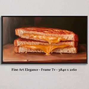 Grilled Cheese Sandwich, Still Life, Oil Painting, Tv Frame Art, Television picture frame, Canvas, samsung frame tv,