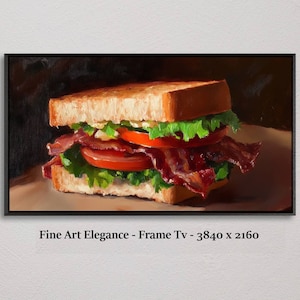 Tomato Sandwich, Still Life, Oil Painting, Tv Frame Art, Television picture frame, Canvas, samsung frame tv,
