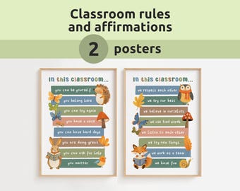 Pósters con reglas y afirmaciones para el aula / Láminas con reglas escolares positivas para el aula