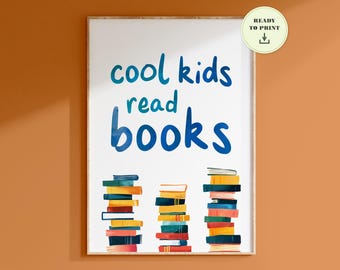 Póster de lectura inspiradora para niños / Impresión inspiradora de lectura para biblioteca escolar o sala de juegos infantiles