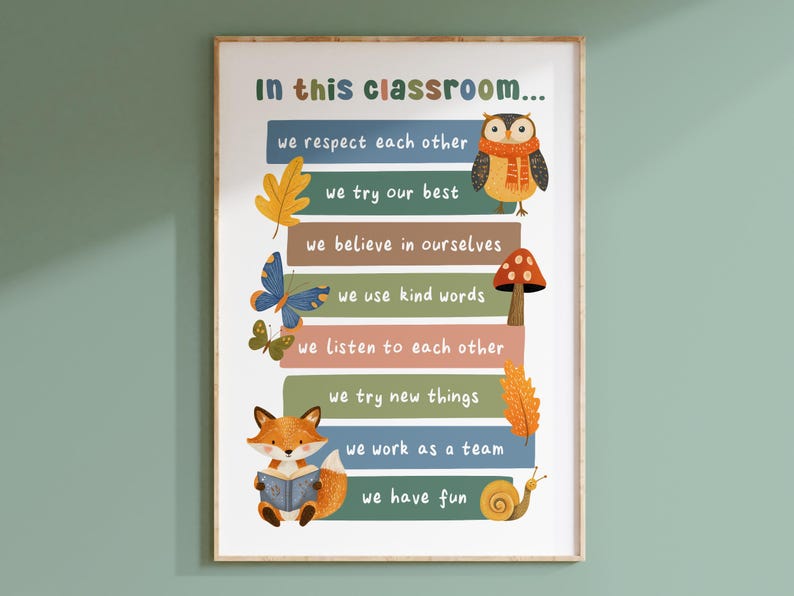 Classroom Rules and Affirmations Posters | Positive School Rules Prints ...