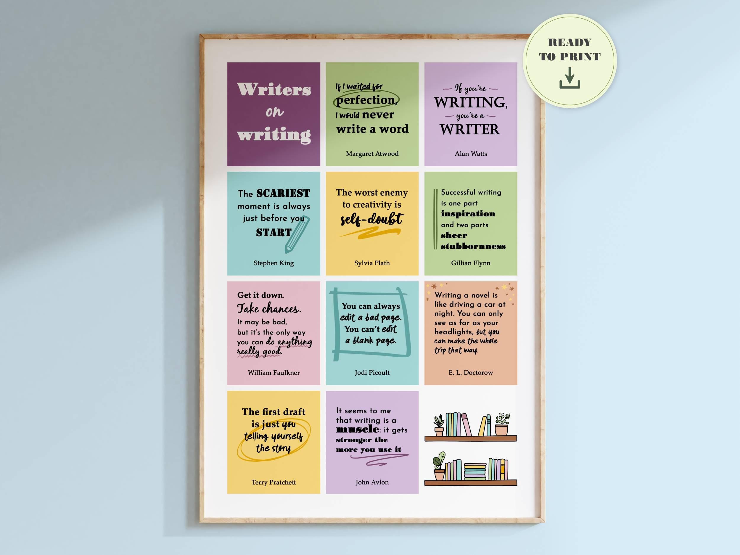 Writers on Writing Poster | Inspirational Quotes Print From Famous ...