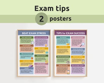 Carteles con consejos para exámenes / Los mejores consejos para ayudar a los estudiantes a superar el estrés de los exámenes y aprobarlos