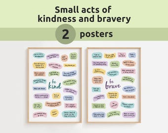 Carteles de actos de bondad y valentía / Láminas de "Sea amable y sea valiente" para niños
