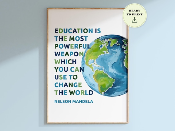 Nelson Mandela quote poster | Inspirational educational print for school classroom or school library