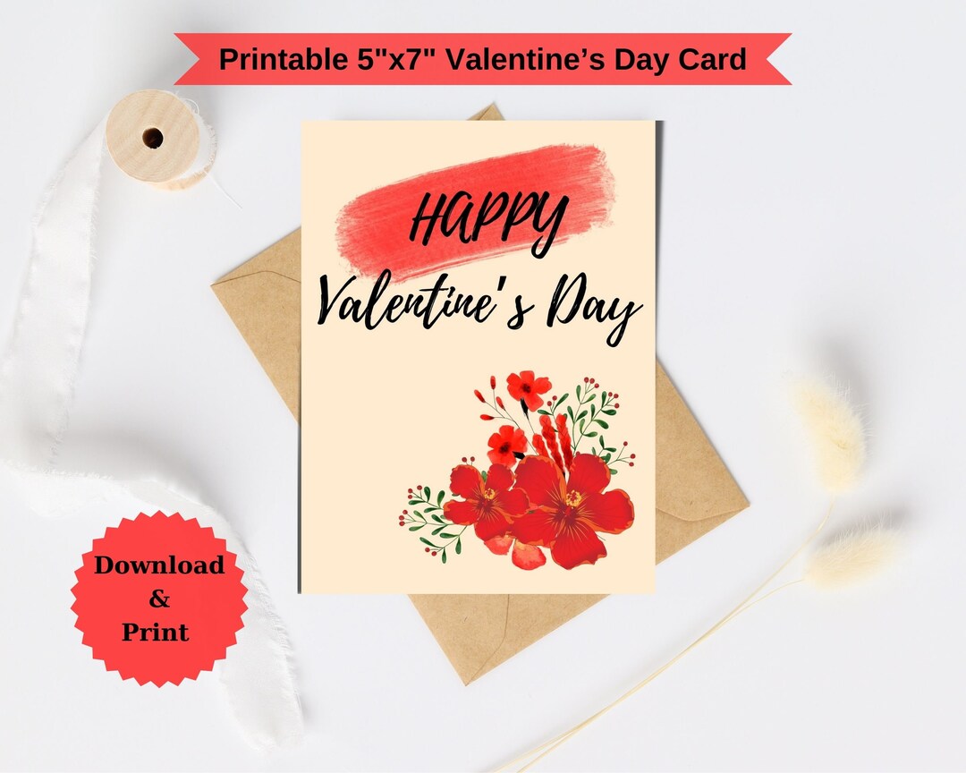 Happy Valentine's Day Printable Card, Printable Valentine Card
