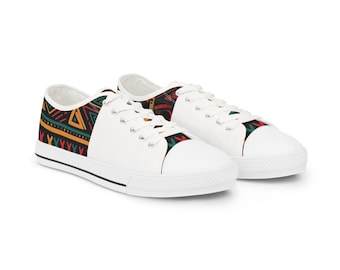 African Inspired Sneakers, African Print Low Top Shoes, Men's Ethnic Footwear, Tribal Design Sneakers, Kuvira African Print Shoes