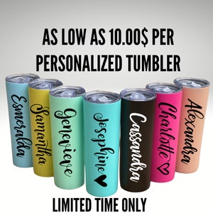 Personalized Tumbler with Straw Bridesmaid Stainless Steel Cup Skinny Tumbler Custom Tumbler Girls Trip Tumbler Bridesmaid Proposal