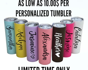 Personalized Tumbler with Straw Girl&#39;s Trip Tumbler Skinny Stainless Steel Cup Straw  Bridesmaid Gift Wedding Mothers Day Birthday Cup