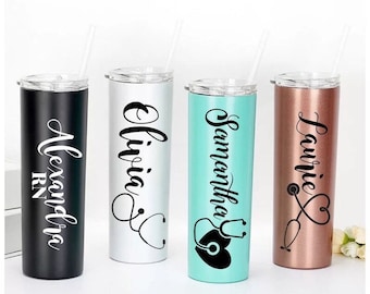Nurse Tumbler Nurse Graduation Gift Gift for Nurse Cup Stainless Steel Tumbler Personalized Nurse Tumbler 20 oz with Straw