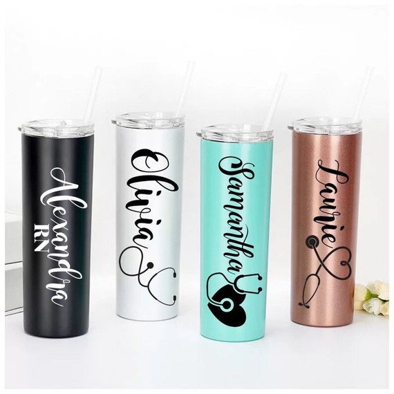 Cat Tumbler With Lid And Straw 20 Oz Insulated Cat Tumbler Stainless Steel Cat Skinny Tumbler Water Bottle Travel Mug Wine Cups Cat Tumblers Cat Lovers Gifts