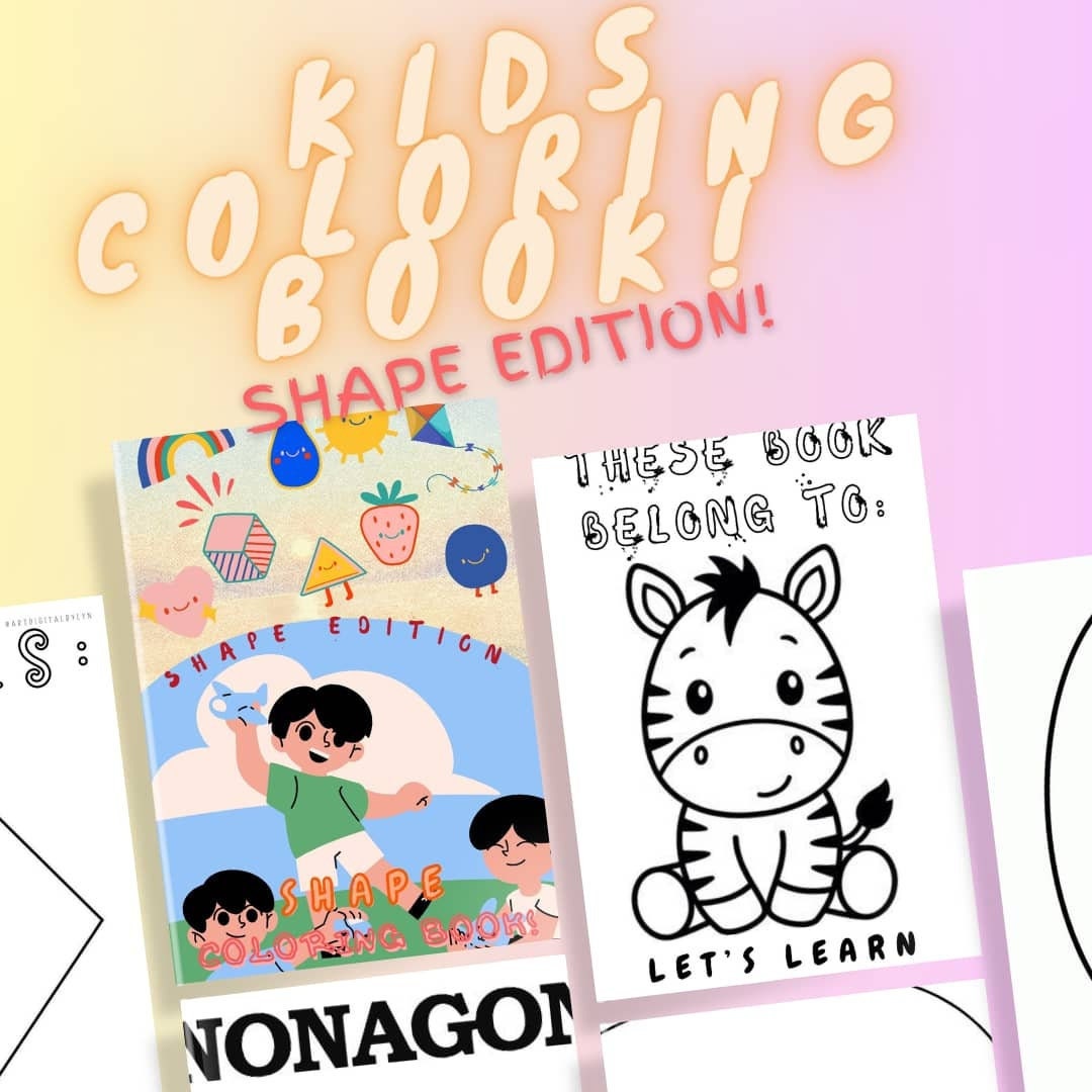 16 Pages Printable kids Coloring Book shape - Etsy