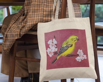 Floral Bird Tote Bag – Eco-Friendly Canvas, Reusable Shopping Bag, Gift for Bird & Animal Lovers, Stylish Tote Bags