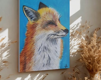 Arte de zorro del bosque: Impresión en lienzo de zorro, decoración rústica de pared, estampado animal inspirado en la naturaleza, regalo para amantes de los zorros