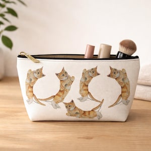 Ginger Cat make-uptas, Ginger Tabby Cats beautycase, oranje huisdier illustratie patroonzakje