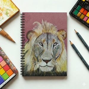 Lion Spiral Notebook – Ruled Journal Gift for Big Cat & Nature Lovers , Wild Animal Writing Notebook,Gift for Safari Lovers