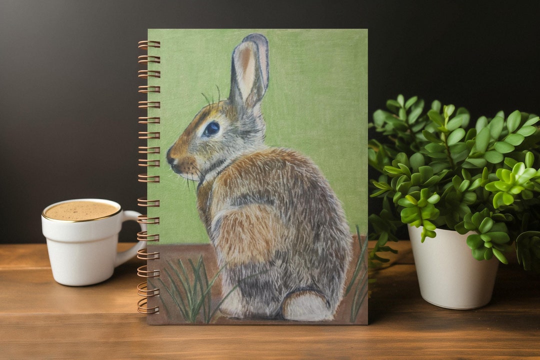 Bunny Spiral Notebook - Cute Animal Journal, Unique Print Animal Bunny ...