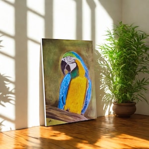 Parrot Wall Art Canvas - Tropical Bird Print,Macaw Bird Unique Wall Art,Colorful Parrot Wall Art Decor for Living Room,Parrot Lover Gift