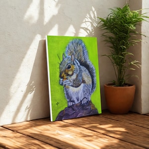 Squirrel Canvas Art Print – Animal Rustic Wall Art, Woodland Animals Wall Prints,Squirrel Gift Wall Decor for Living Room