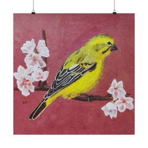 Elegant Bird and Floral Art Print – Nature Inspired Decor, Wildlife Wall Art, Original Bird Artwork, Gift for Bird Lovers & Home Aesthetics