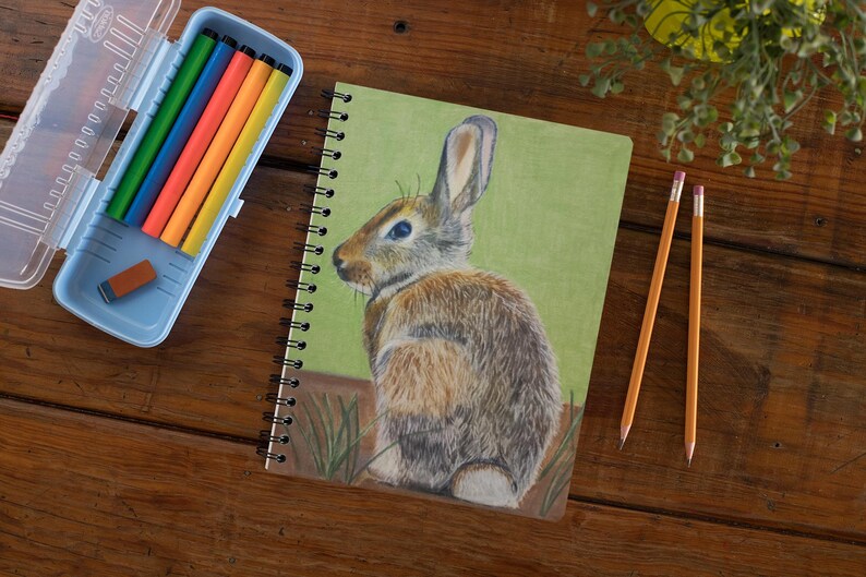 Bunny Spiral Notebook - Cute Animal Journal, Unique Print Animal Bunny ...
