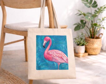 Pink Flamingo Tote Bag – Colorful Flamingo Art Print, Gift for Flamingo Lovers