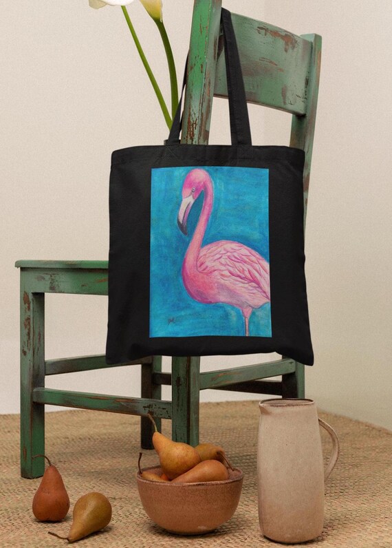 Pink Flamingo Tote Bag – Colorful Flamingo Art Print, Eco-friendly