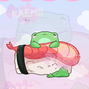 Niedlicher Nigiri Frosch Aufkleber | Kawaii Essen Vinyl Aufkleber mit Fröschen | für Zeitschriften Planer Laptop | Deko | Geschenkideen |