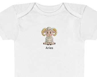 Aries Zodiac Baby Onesie®: Cute Cotton Short Sleeve