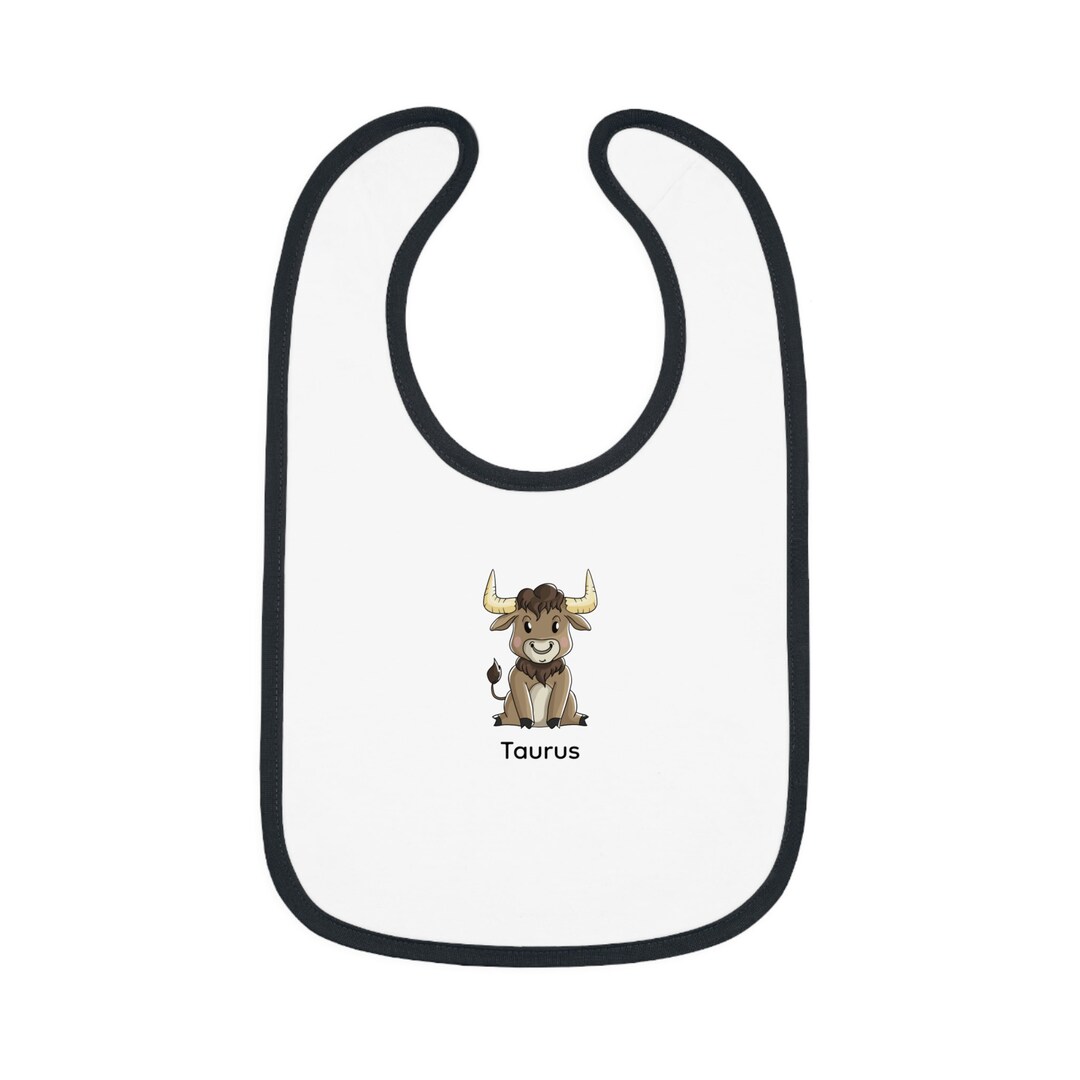 Taurus Zodiac Baby Bib, Cute Cartoon Bull Design - Etsy