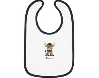 Taurus Zodiac Baby Bib, Cute Cartoon Bull Design